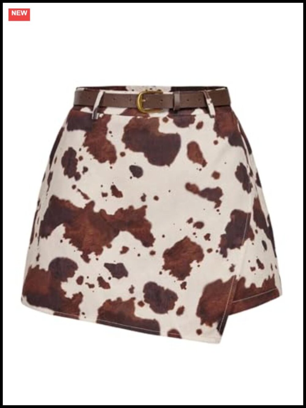 SweatyRocks High Waisted Cow Print Asymmetrical Skort